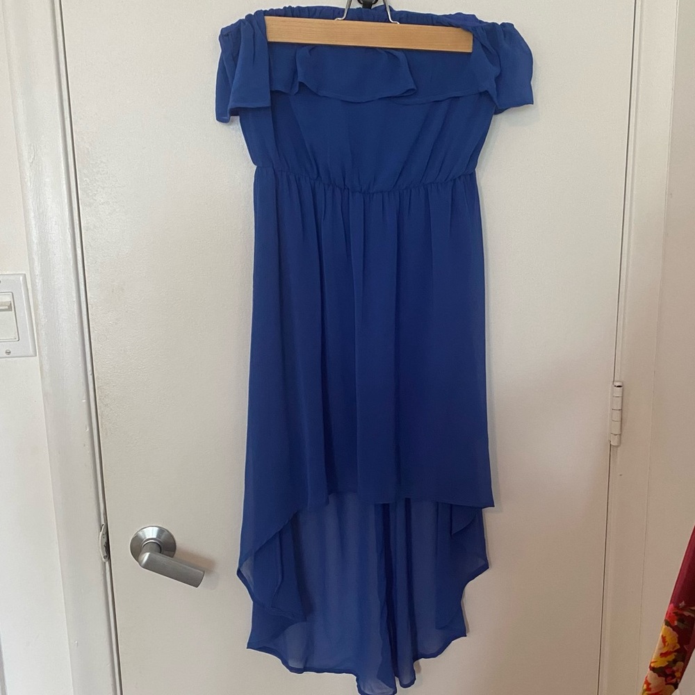 Forever 21 Blue Strapless Dress - Size Small